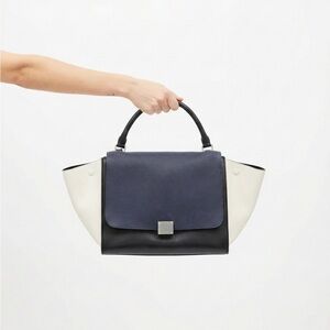 Céline Black / Blue / Cream Tricolor Trapeze Bag - Medium | Phoebe Philo Era